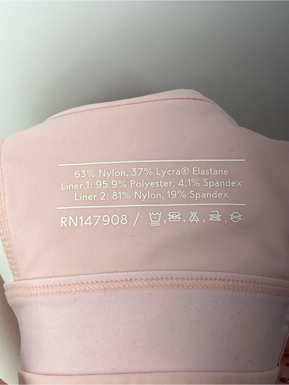 Outdoor Voices Circuit Bra in Cosmos 0718 S/M D cup light pink logo adjustable
